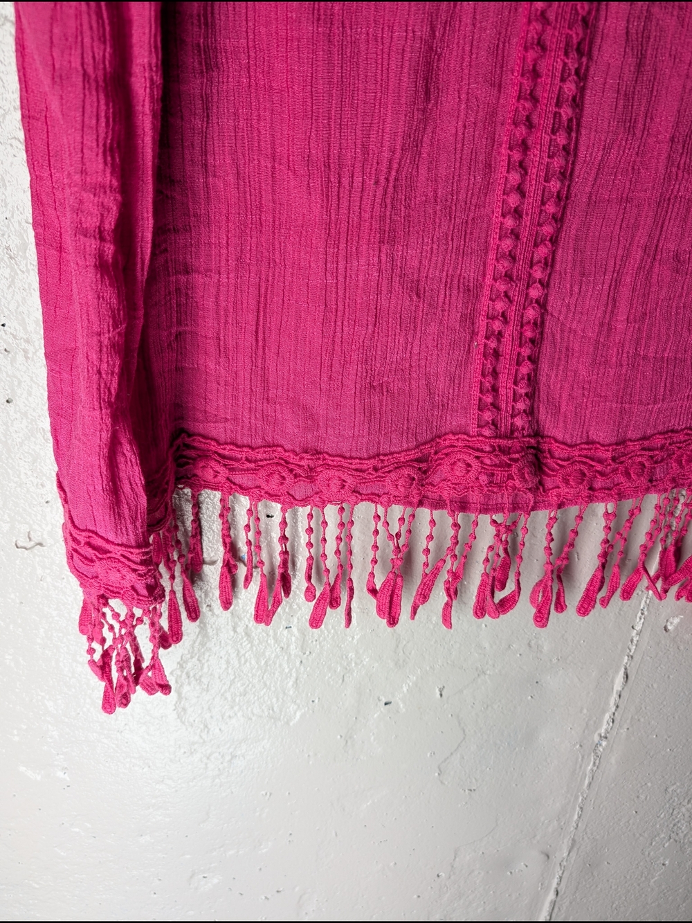 Hot Pink Fringe Tank Festival Boho Top Lightweight Summer - Picture 5 of 6